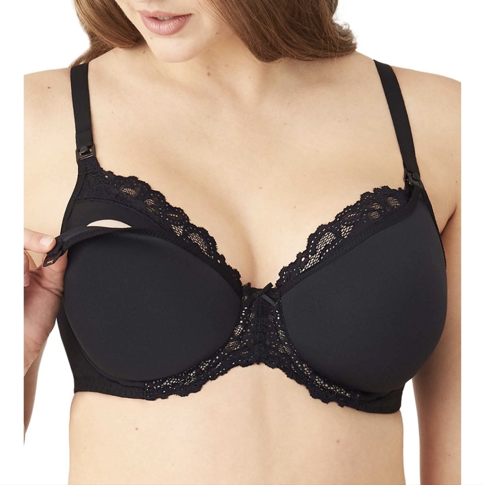 Wacoal Underwire t-shirt NURSING bra, black, 36DDD